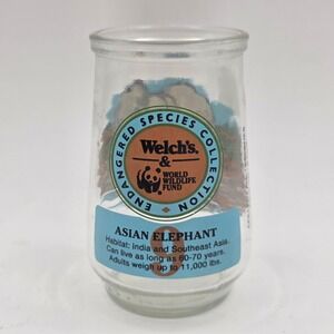 Welch's Endangered Species Collection Asian Elephant #9 Vintage Jelly Jar Glass